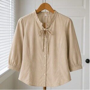 Sand Tie Neck Blouse